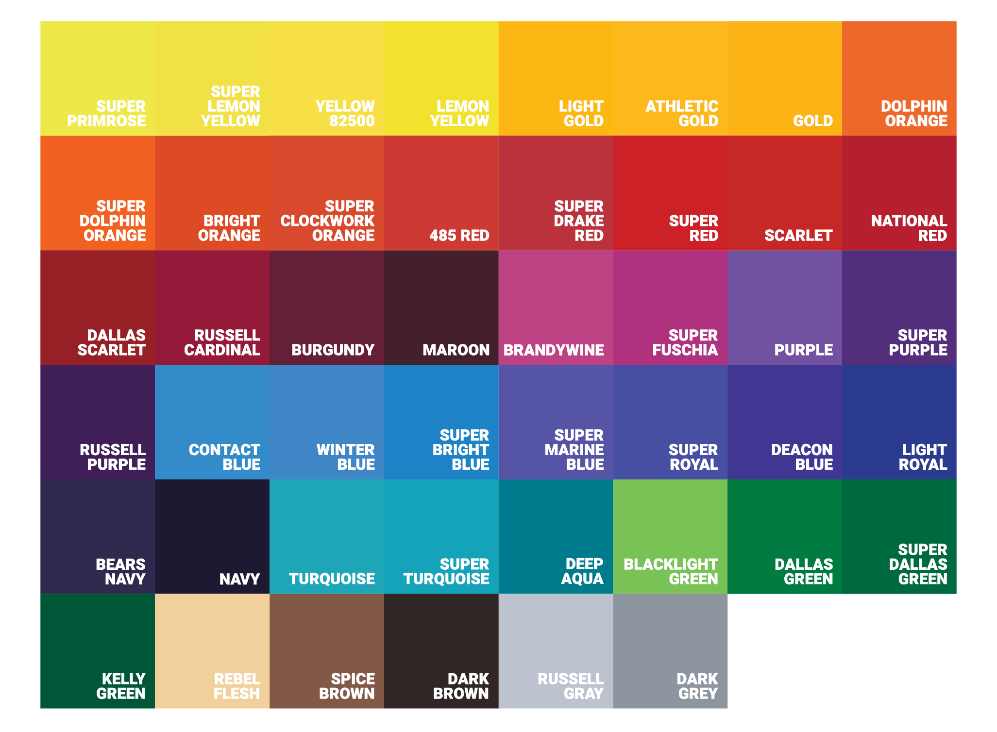 Color Charts – Denial Print Co.